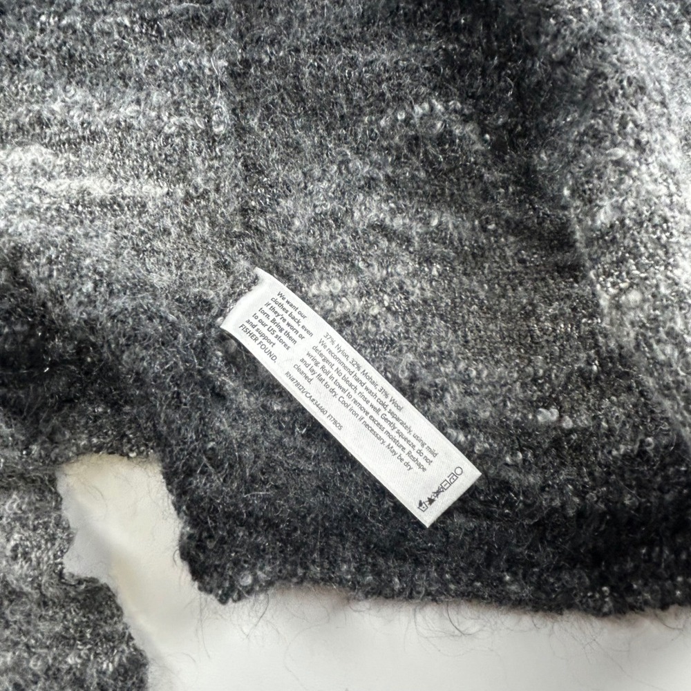 Eileen Fisher L Mohair Wool Blend Open Front Cardigan Grey Black Space Dye Read - Picture 3 of 10